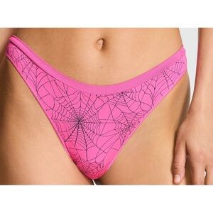 Victoria's Secret  PINK  Halloween Spider webs Thong Pantie Seamless Stretch NWT